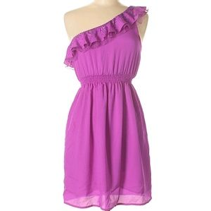 Magenta one-shoulder dress